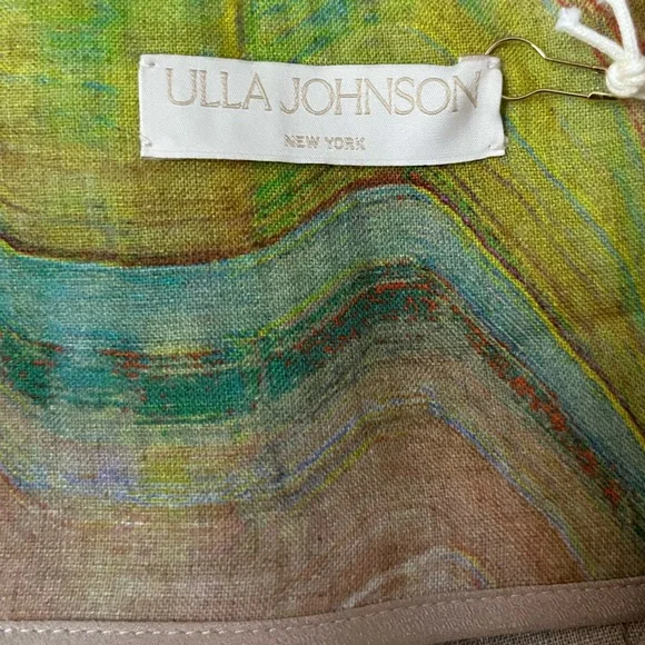 NWT Ulla Johnson | Aleksandra Pleated, Printed Linen Long Skirt Size 8 - Picture 10 of 13